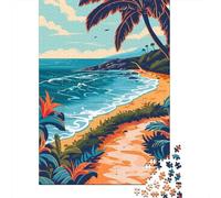 Tropical Beach Path Jigsaw Puzzle 1000 Pieces, Romantic City Break Scene, Matte Printed Jigsaw for Travel Lovers, Screen-Free Fun, 38x26cm/1000pcs