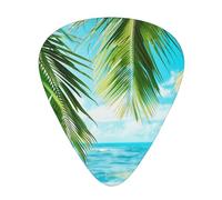 Tropical beach plant theme Print Guitar Picks 12-Pack - Assorted Thickness Picks (0.46 mm, 0.71 mm, 0.96 mm) with Storage Box & Assorted Unique Design for Acoustic, Electric, Bass, and Ukulele Players