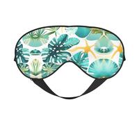 Tropical Beach Plant Theme Print Soft Eye Mask for Women Men Comfortable with Adjustable Strap for Travel Yoga Nap Shift Work