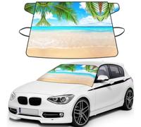 Tropical beach plant theme Windproof Car Windshield Snow Cover Anti-Theft Door Flaps UV Resistant Waterproof Wiper Protector for All Vehicles