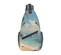 Tropical Beach Print Crossbody Sling Backpack Sling Bag Travel Hiking Chest Bag | Lightweight Foldable Crossbody Bag