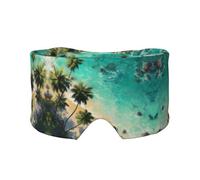 Tropical Beach Print Sleep Eye Mask with Earmuffs - Block Out Light Contoured Night Blindfold Eye Sleeping Mask with Ear Cover for Men Women Side Sleeper Night Gift
