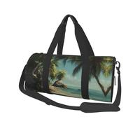 Tropical Beach Print Travel Duffel Bag, Foldable Gym Bag Overnight Weekend Bags for Women, Large Holdall Bag Cabin Bag for Sports and Travel