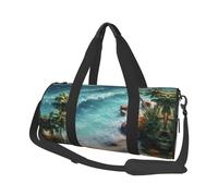Tropical Beach Print Travel Duffel Bag, Foldable Gym Bag Overnight Weekend Bags for Women, Large Holdall Bag Cabin Bag for Sports and Travel