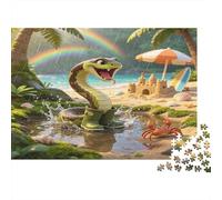 Tropical Beach Python 1000 Piece Jigsaw Puzzle Paper for Adults Vibrant Seaside Scene Relaxing Time Focus Booster Home Decoration Family Fun Gift Choice 70x50cm/1000pcs