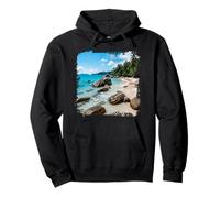 Tropical Beach Rocky Shore Clear Water Island Coast Pullover Hoodie