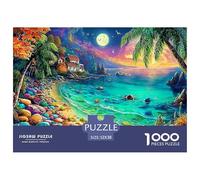 Tropical Beach Scene 1000 Piece Jigsaw Puzzles Impossible Fit Together Perfectly Wall Decor for Adults Kids 52x38cm/1000pcs