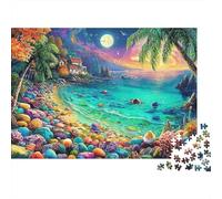 Tropical Beach Scene Jigsaw Puzzle - 500 Piece Cartoon Style Challenge: Fun, Relaxing Brain Teaser & Home Décor (Teens & Up)