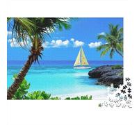 Tropical Beach SceneJigsaw Puzzle Scenery Educational Toddler Learning Room Activity Safe 1000 Pieces 38x26cm/1000pcs