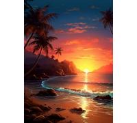 Tropical Beach Scenery Art Blank Card (Design 2)