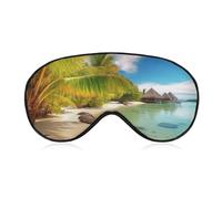 Tropical Beach Scenery Sleep Mask for Women Men Side Sleeper Eye Cover with Adjustable Strap Soft Breathable Blackout Mask Slip-Free Deep Sleeping Travel Essentials