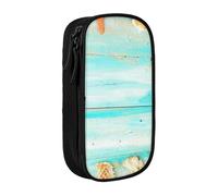 Tropical Beach Seaside Pencil Case Black Pencil Bag with 2 Compartments | Large Capacity Pencil Pouch Stationery Organizer Makeup Bag For Students Office Travel Art Supplies