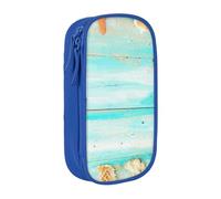 Tropical Beach Seaside Pencil Case Blue Pencil Bag with 2 Compartments | Large Capacity Pencil Pouch Stationery Organizer Makeup Bag For Students Office Travel Art Supplies