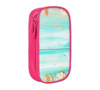 Tropical Beach Seaside Pencil Case Pink Pencil Bag with 2 Compartments | Large Capacity Pencil Pouch Stationery Organizer Makeup Bag For Students Office Travel Art Supplies