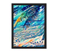 Tropical Beach Seaside Waves Abstract Large Framed Art Print Poster Wall Decor 18x24 inch