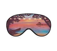Tropical Beach Sleeping Mask with Adjustable Strap Soft Eye Cover Blackout Blindfold for Travel Relax Nap