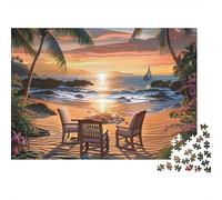 Tropical Beach Sunset 1000 Piece Jigsaw Puzzle Paper for Adults Evening Relaxation 70x50cm/1000pcs