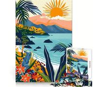 Tropical Beach Sunset Aeolian Island Italy Teenagers Puzzles 1000 Piece Jigsaws Intellect Fun Time Well Spent Exact Edges Holiday Treat (38x26cm)