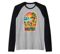 Tropical Beach Sunset Barefoot Flip Flops Waves Raglan Baseball Tee