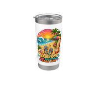 Tropical Beach Sunset Barefoot Flip Flops Waves Stainless Steel Insulated Tumbler