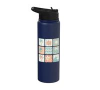 Tropical Beach Tile Grid Boho Coastal Aesthetic Design Stainless Steel Insulated Water Bottle