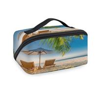 Tropical Beach Travel Makeup Bags for Women Men Girls Boys Tropical Palm Trees Wash Pouch Bag Portable Toiletry Cosmetic Toiletries Organizer Shower Bag