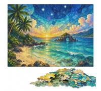 Tropical Beach Under a Starry Sky Jigsaw Puzzle for Adults, 1000 Pieces | A flexible puzzle activity: solo or shared leisure on weekends.