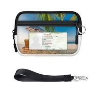 Tropical Beach Wallet for Women Men Kids Girls Boys Tropical Palm Trees Purses Mini Zip Card Case with ID Window Lightweight Portable Small Coin Card Organizer Bag