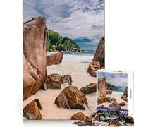 Tropical Beach with Granite Rocks Adults 1000 Piece Jigsaw Puzzle Mind Recall Mind Calming Fun Firm Interlock Xmas Present (38x26cm)