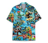 Tropical Bigfoot Hawaiian Shirts for Men Women, Bigfoot Sasquatch Summer Beach Aloha Button Down Short Sleeve, Bigfoot Alien 2, Medium