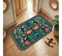 Tropical Bird Area Rug, Tropical Vibrant Toucan Parrot Summer Teal Non-Slip Home Floor Rectangle Print Carpet Rugs for Living Room Bedroom Classroom Apartment Decor 5' X 7'