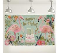 Tropical Bird Birthday Backdrop, Tropical Floral Party Decorations for Kids, Cute Colorful Event Background for Photography, Summer Celebration 71x43 Inch