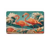 Tropical Bird Dish Drying Mats For Kitchen Counter, Coral Beach Absorbent Rubber Dish Drainer Mat, Summer PU Leather Drying Pad For Coffee Bar Protector 12x20 Inch