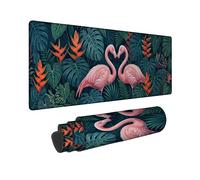 Tropical Bird Large Mouse Pad, Tropical Exotic Leaf Flower Summer Peach Rubber Smooth Keyboard and Mouse Mat Accessories for Office Home Computer Laptop 12x32 Inch