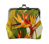 Tropical Bird of Paradise Print Exquisite Kiss Lock Wallet Compact Versatile Women Coin Purse Small Zipper Pouch