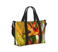 Tropical Bird of Paradise Print Travel Hand Bag Women Men Shoulder Strap Tote for Weekend Getaway Gym Vacation
