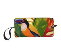 Tropical Bird of Paradise Printing Makeup Bag for Women Girl Portable Travel Cosmetic Bag Makeup Pouch Organizer with Handle
