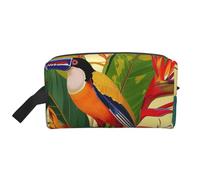 Tropical Bird of Paradise Printing Portable Makeup Bag for Women Girl Large Capacity Travel Cosmetic Bag Makeup Pouch Organizer with Handle
