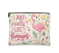 Tropical Bird Print Makeup Bag, Cute Tropical Cosmetic Pouch for Women, Portable Canvas Zipper Organizer, Summer Travel Toiletry Bag, Peach, 7x9 Inch, Tropical Bird