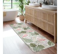 Tropical Bird Runner Rug, Tropical Botanical Leaf Flower Summer Peach Non-Slip Aesthetic Rectangle Home Floor Carpet for Kitchen Entryway Bedside Doorway Hallway Decor 2x6 Ft