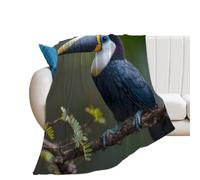 Tropical Bird Toucan On Tree Branch Throw Blanket for Couch Soft Warm Flannel Bed Blankets for All Seasons 40"*50" （100 * 130cm）