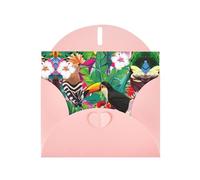 Tropical Birds And Plant Leaf Exquisite Pearl Paper Holiday Cards, Birthday Cards, Suitable For Christmas, Valentine'S Day, Wedding Anniversary And Party Invitation Cards.