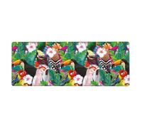 Tropical Birds and Plant Leaf Extra Large Rubber Desk Mat 12x31.5in