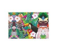 Tropical Birds and Plant Leaf Insulated Placemats 12 x 18 inches Set of 6 Washable Christmas Placemats for the Kitchen and Outdoors