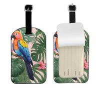 Tropical Birds and Plant Leaf Print 4.3 x 2.76 inch Cute Tags Elegant Luggage Tags Suitcases Stylish Travel Accessories