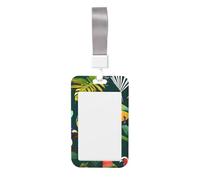 Tropical Birds and Plant Leaf Print Badge Holder with Breakaway Lanyard,Work Name Tag Breakaway Lanyard Id Card Protector Case