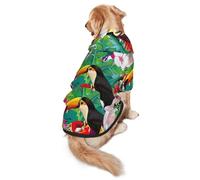 Tropical Birds And Plant Leaf Print Dog Hoodie Pet Sweatshirt, Warm, Soft And Breathable Hooded Clothes For Medium To Large Dogs, Easy-To-Wear Design, For Winter And Fall