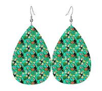 Tropical Birds And Plant Leaf Print Earrings Teardrop Women Fashion Jewelry Gift For Valentine'S Holiday Decor Travel