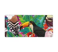 Tropical Birds and Plant Leaf Print Large Gaming Mouse Pad (90x40cm / 36x16in) Extended Desk Mat for Gaming & Work