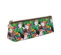 Tropical Birds and Plant Leaf Print Simple Pencil Case Triangular Pen Pouch Makeup Tools Art Daily Necessary, White, One Size, White, One Size